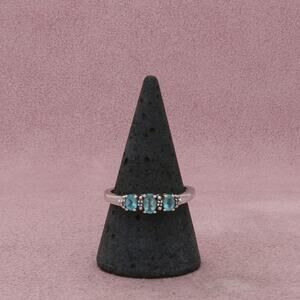 chuck clemency sterling silver oval-cut blue cz ring size 9.75